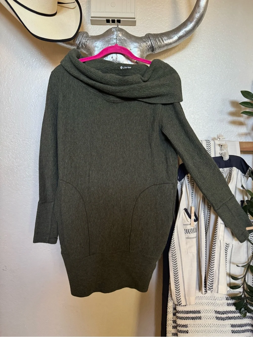 Lululemon Along the Way Dress Heathered Dark Olive